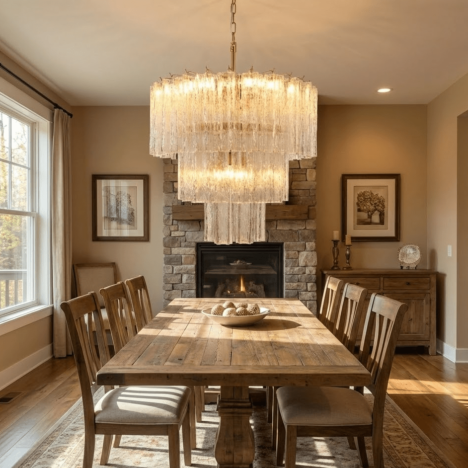 Glacier Tier Chandelier - Elegant Crystal Design with Adjustable Heigh