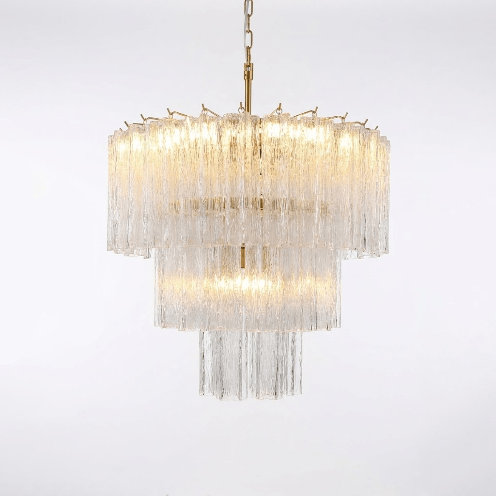 Glacier Tier Chandelier - Elegant Crystal Design with Adjustable Heigh