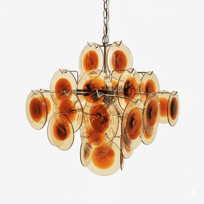 Elegant Glass Chandelier with Adjustable Height and Dimmable Lighting