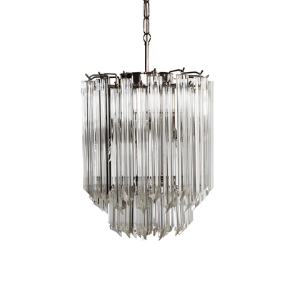 Elegant Transparent Glass Prism Chandelier with Adjustable Height & LE