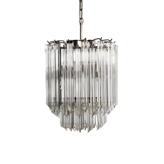 Elegant Transparent Glass Prism Chandelier with Adjustable Height & LE