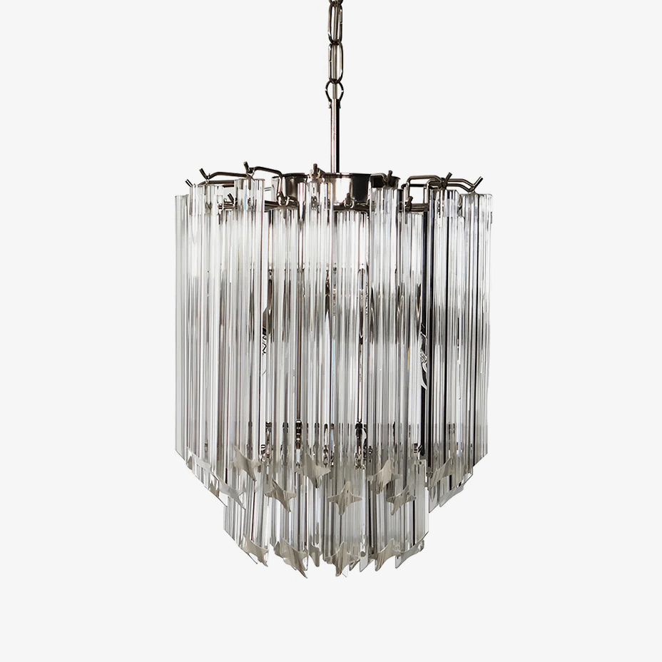 Elegant Transparent Glass Prism Chandelier with Adjustable Height & LE