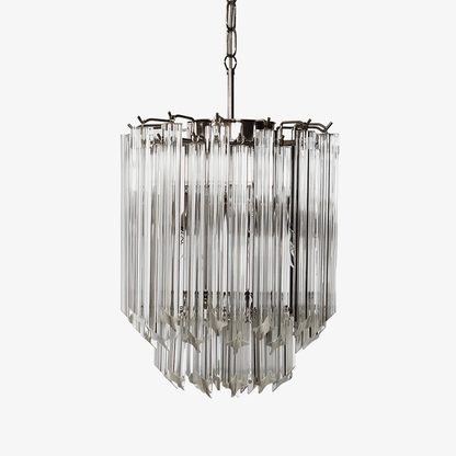 Elegant Transparent Glass Prism Chandelier with Adjustable Height & LE