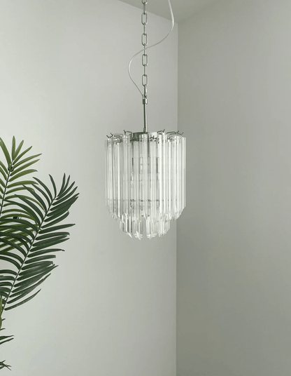 Elegant Transparent Glass Prism Chandelier with Adjustable Height & LE