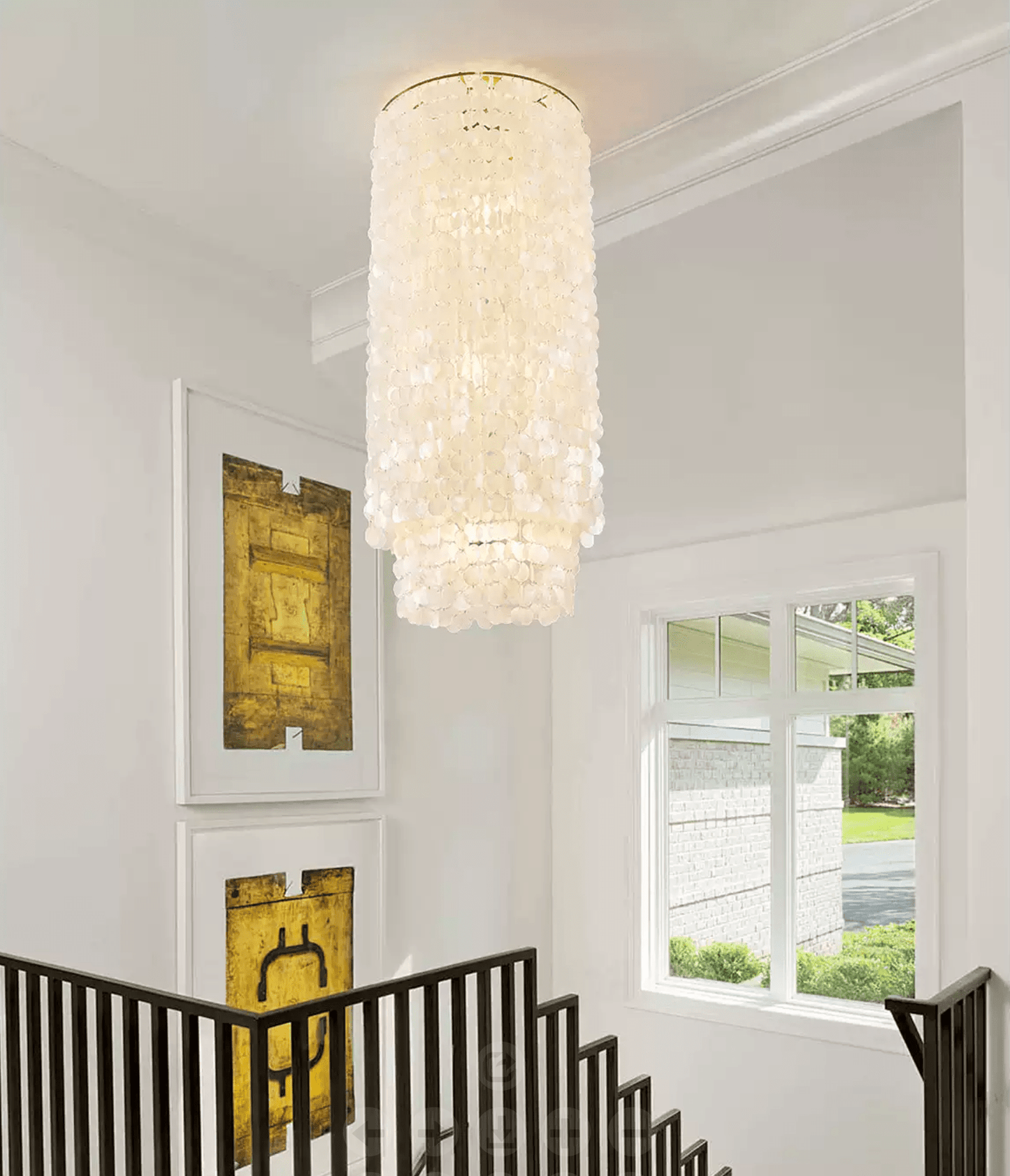 Capelia Column Chandelier - Elegant Lighting with Adjustable Height &
