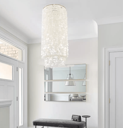 Capelia Column Chandelier - Elegant Lighting with Adjustable Height &