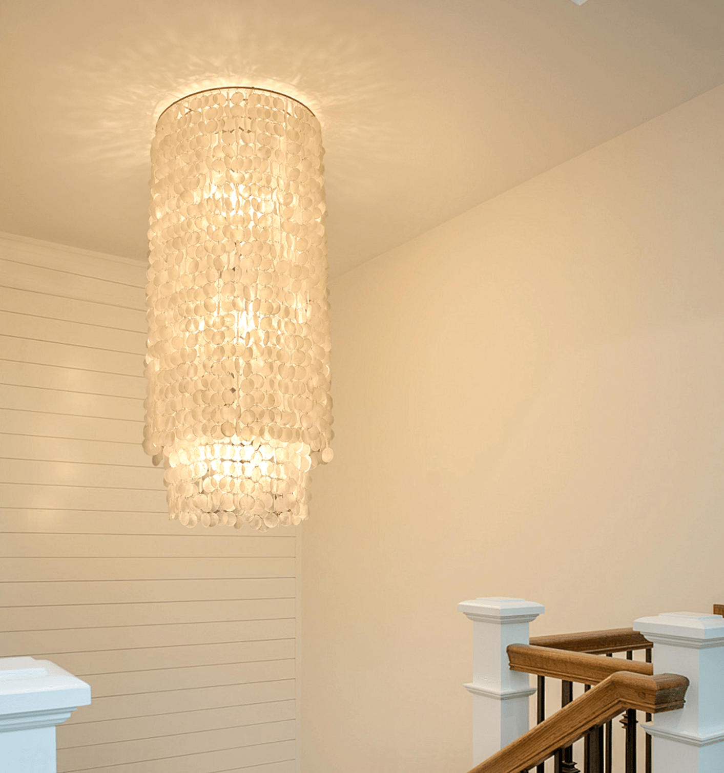 Capelia Column Chandelier - Elegant Lighting with Adjustable Height &