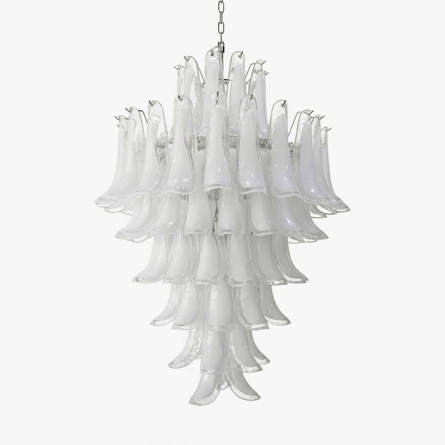 Elegant White Cloud Glass Petals Chandelier with Adjustable Height & L