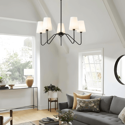 Lumos Black Chandelier - Elegant Design with Adjustable Height & LED L