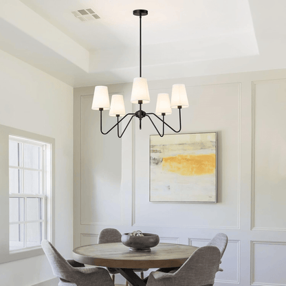 Lumos Black Chandelier - Elegant Design with Adjustable Height & LED L