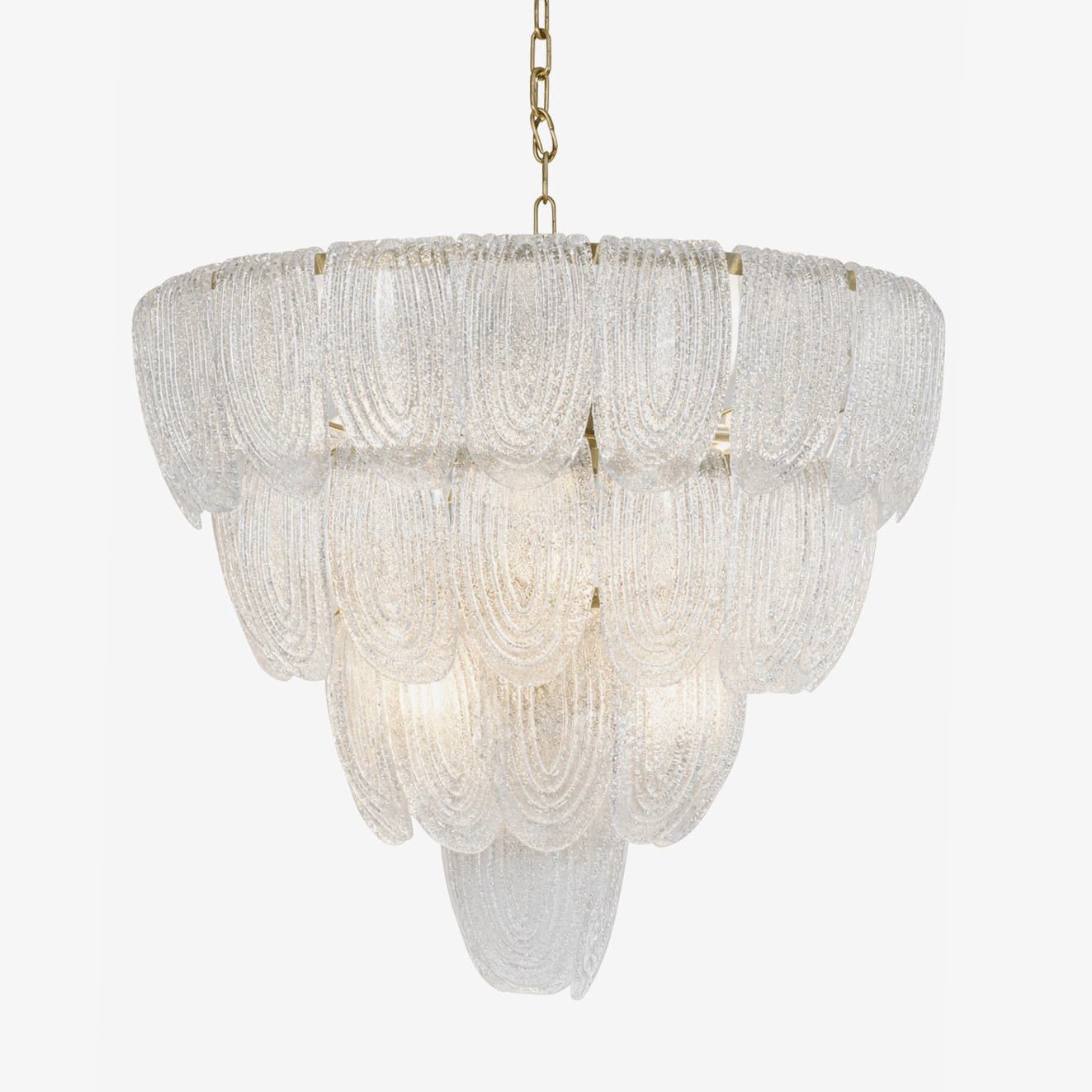 Elegant Layered Glass Petal Chandelier with Adjustable Height & LED Co