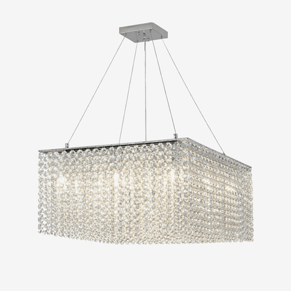 Elegant Crystal Frame Chandelier with Adjustable Height & LED Compatib