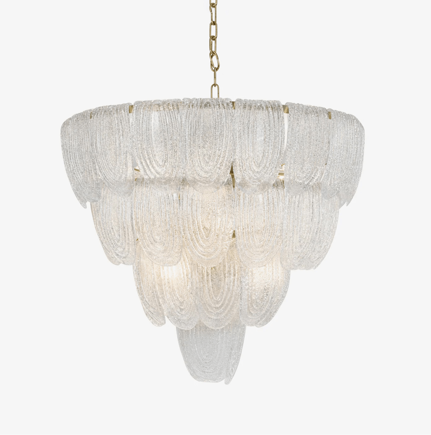 Elegant Layered Glass Petal Chandelier with Adjustable Height & LED Co