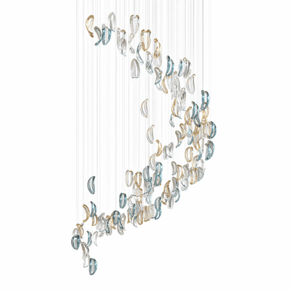 Customizable Aqua Ripple Glass Chandelier with Adjustable Lighting Fea