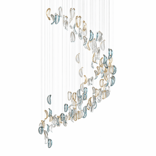 Customizable Aqua Ripple Glass Chandelier with Adjustable Lighting Fea