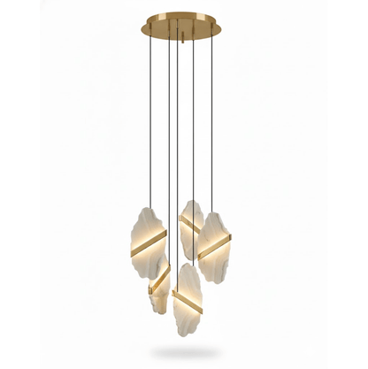 Auralith Alabaster Chandelier - Elegant Lighting with Adjustable Heigh