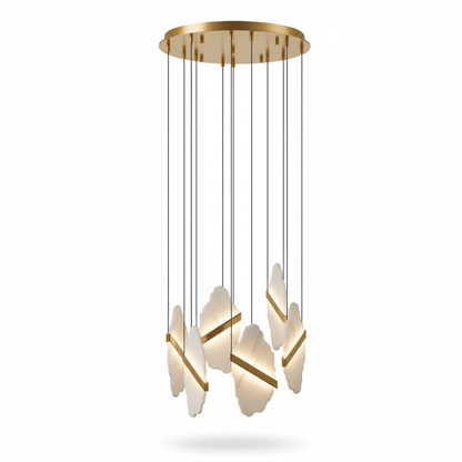 Auralith Alabaster Chandelier - Elegant Lighting with Adjustable Heigh