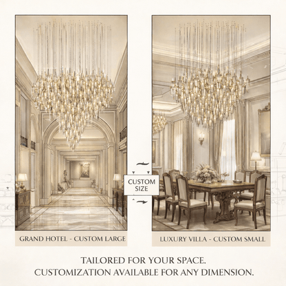 Elegant Vitara Glass Drop Chandelier with Adjustable Height & LED Comp