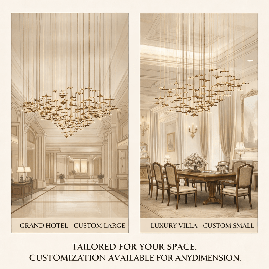 Customizable Leaf Twisted Sculptural Chandelier with Adjustable Height
