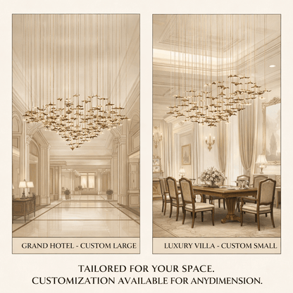 Customizable Leaf Twisted Sculptural Chandelier with Adjustable Height