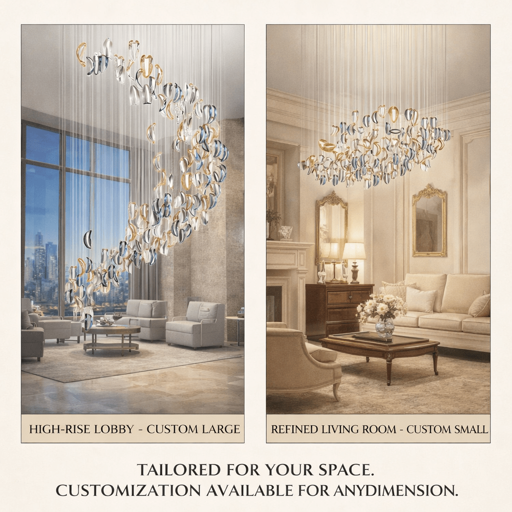 Customizable Aqua Ripple Glass Chandelier with Adjustable Lighting Fea