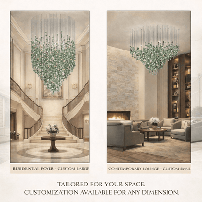Emerald Rainfall Crystal Chandelier - Customizable, Elegant Lighting D