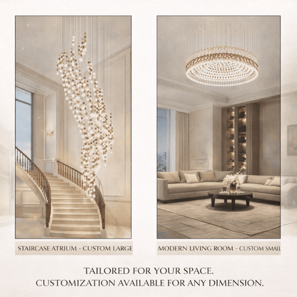 Customizable Pearl Curtain Chandelier with Dimmable Lighting Options