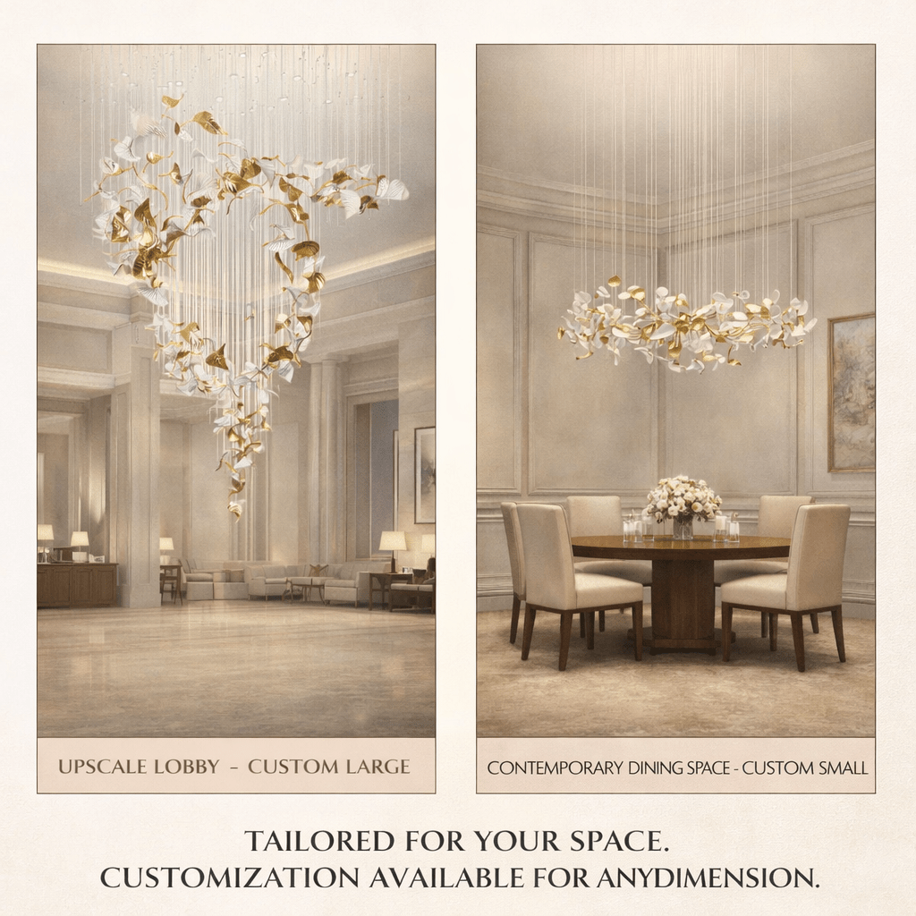 Linden Leaves Elegant Chandelier with Adjustable Height & LED Lighting