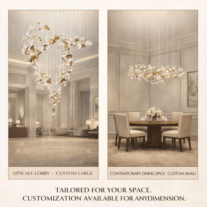 Linden Leaves Elegant Chandelier with Adjustable Height & LED Lighting