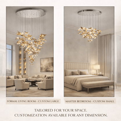 Elegant Wave Floating Leaf Chandelier with Adjustable Brightness & Eco