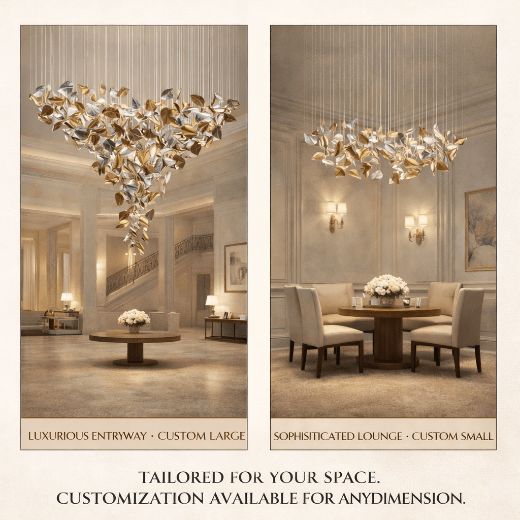 Elegant Shake Leaves Chandelier - Adjustable Height, Energy Efficient