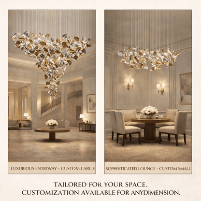 Elegant Shake Leaves Chandelier - Adjustable Height, Energy Efficient