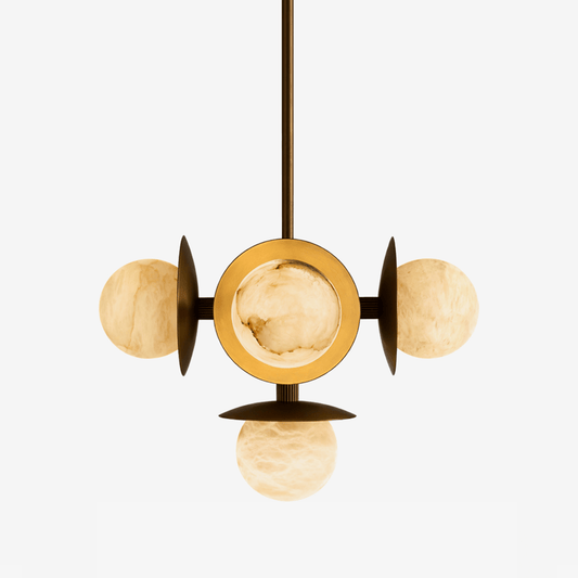 Snowflake Alabaster Orb Chandelier - Elegant Design & Adjustable Heigh