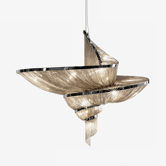 Spiral Elegance Chain Chandelier - Modern Design with Dimmable LEDs