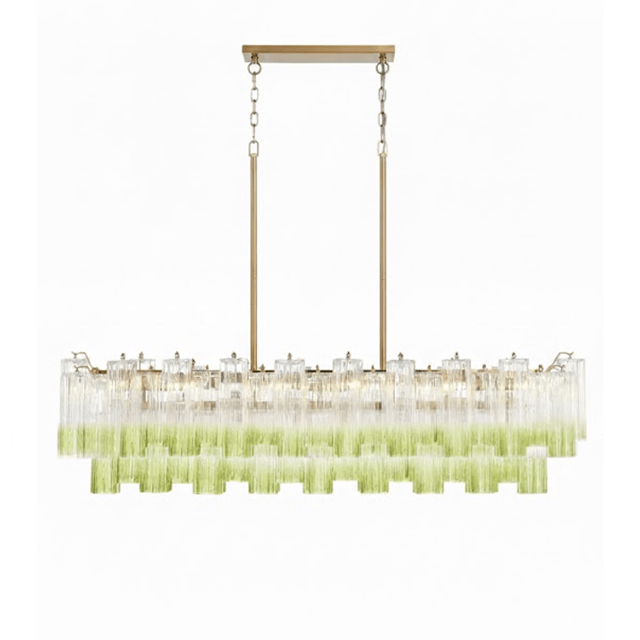 Eloria Modern Glass Linear Chandelier with Adjustable Height & LED Lig