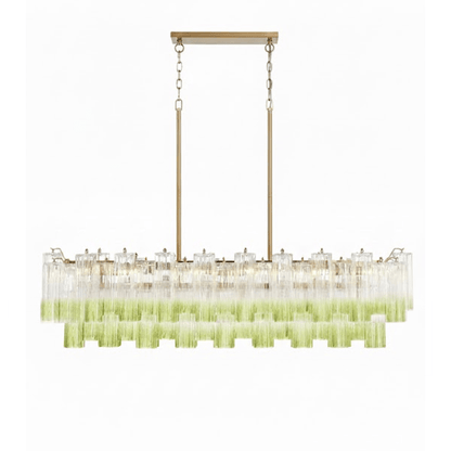 Eloria Modern Glass Linear Chandelier with Adjustable Height & LED Lig