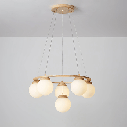 Miira Wood Chandelier - Elegant Design with Adjustable Height & LED Co