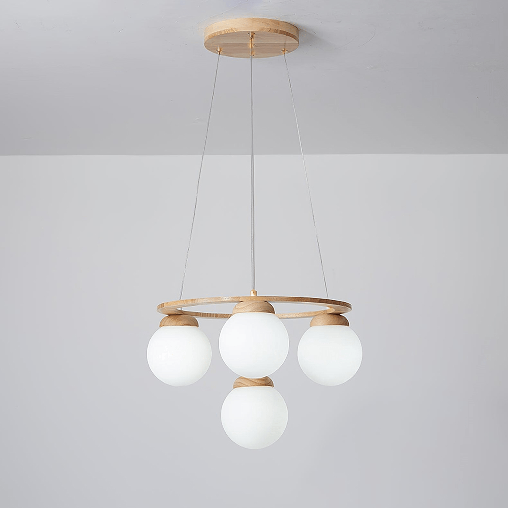 Miira Wood Chandelier - Elegant Design with Adjustable Height & LED Co