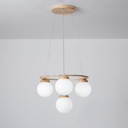 Miira Wood Chandelier - Elegant Design with Adjustable Height & LED Co