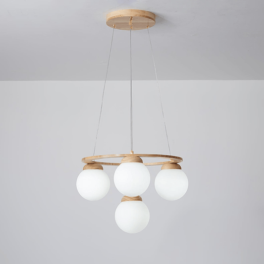 Miira Wood Chandelier - Elegant Design with Adjustable Height & LED Co