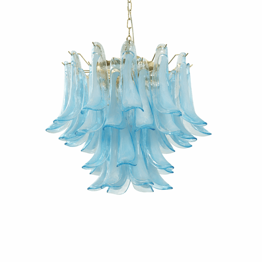 Azure Drift Glass Chandelier - Elegant Design, Adjustable Height, LED