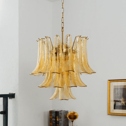 Amber Cascade Glass Chandelier - Elegant Design with Adjustable Height