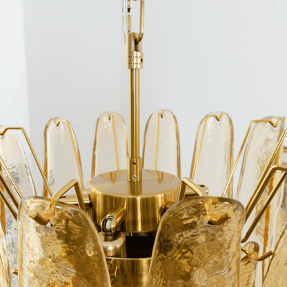 Amber Cascade Glass Chandelier - Elegant Design with Adjustable Height