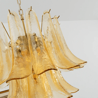 Amber Cascade Glass Chandelier - Elegant Design with Adjustable Height