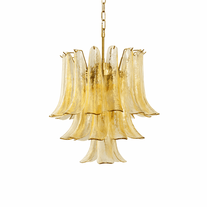 Amber Cascade Glass Chandelier - Elegant Design with Adjustable Height