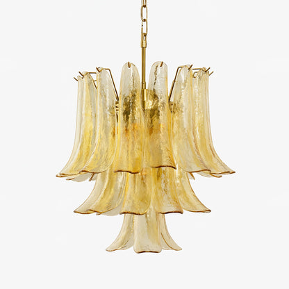 Amber Cascade Glass Chandelier - Elegant Design with Adjustable Height