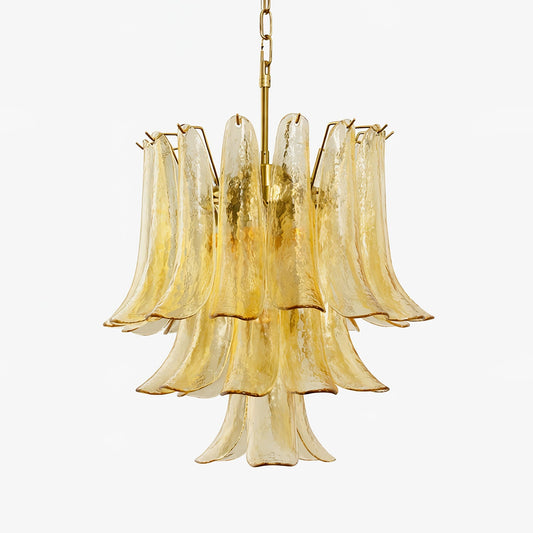 Amber Cascade Glass Chandelier - Elegant Design with Adjustable Height