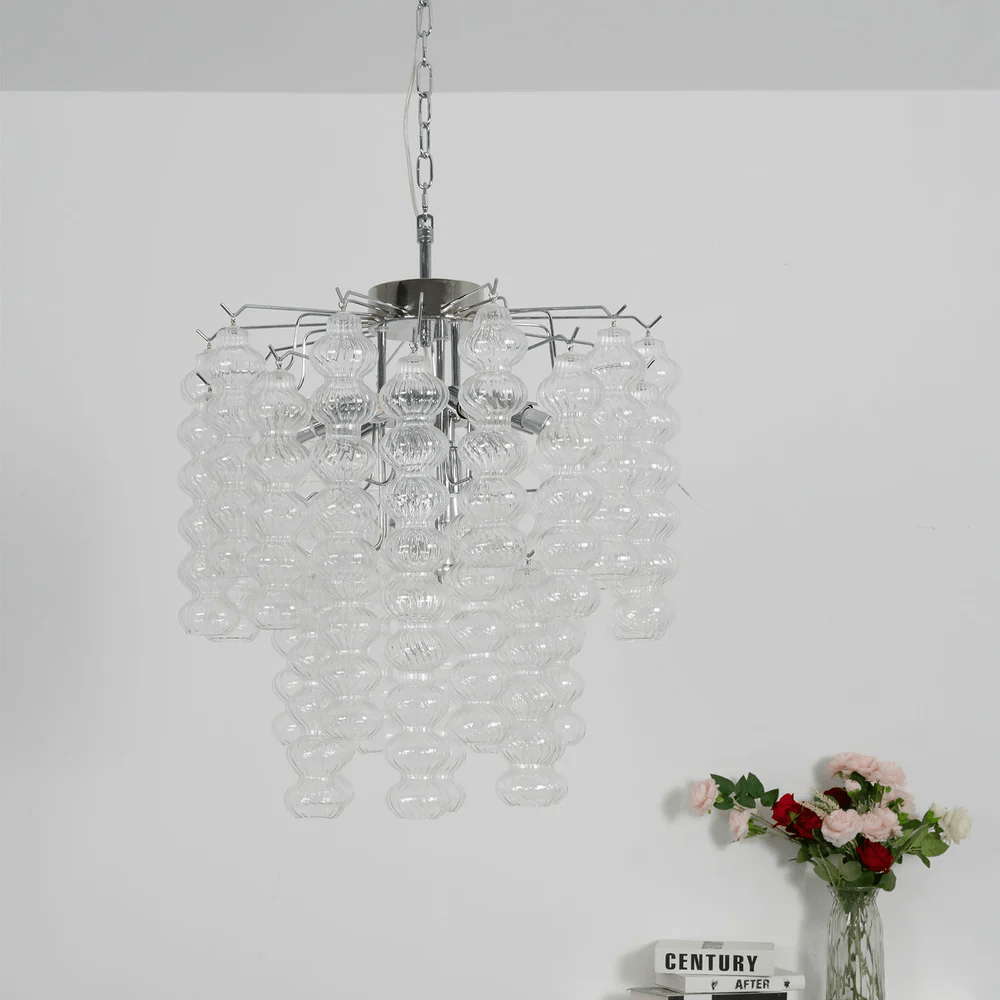 Elegant Ripple Column Chandelier - Adjustable Height, Energy Efficient