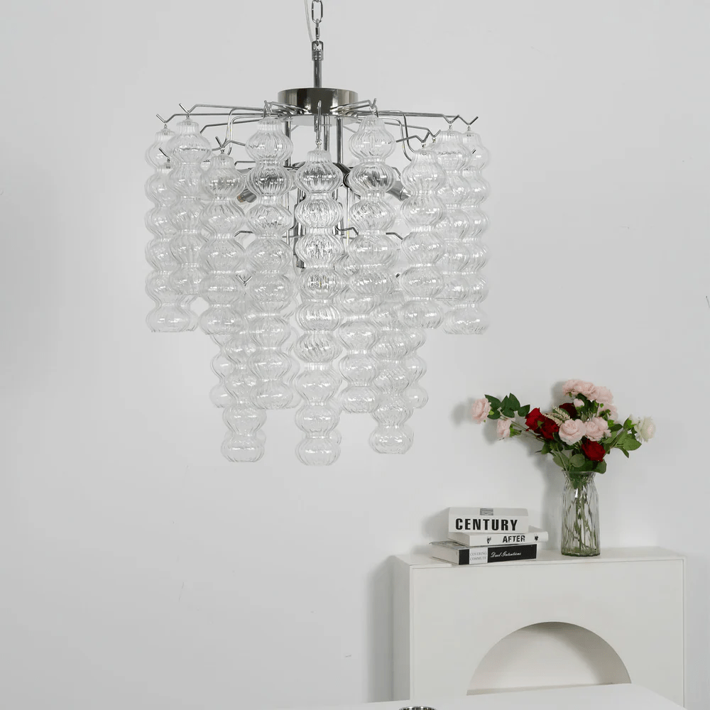 Elegant Ripple Column Chandelier - Adjustable Height, Energy Efficient