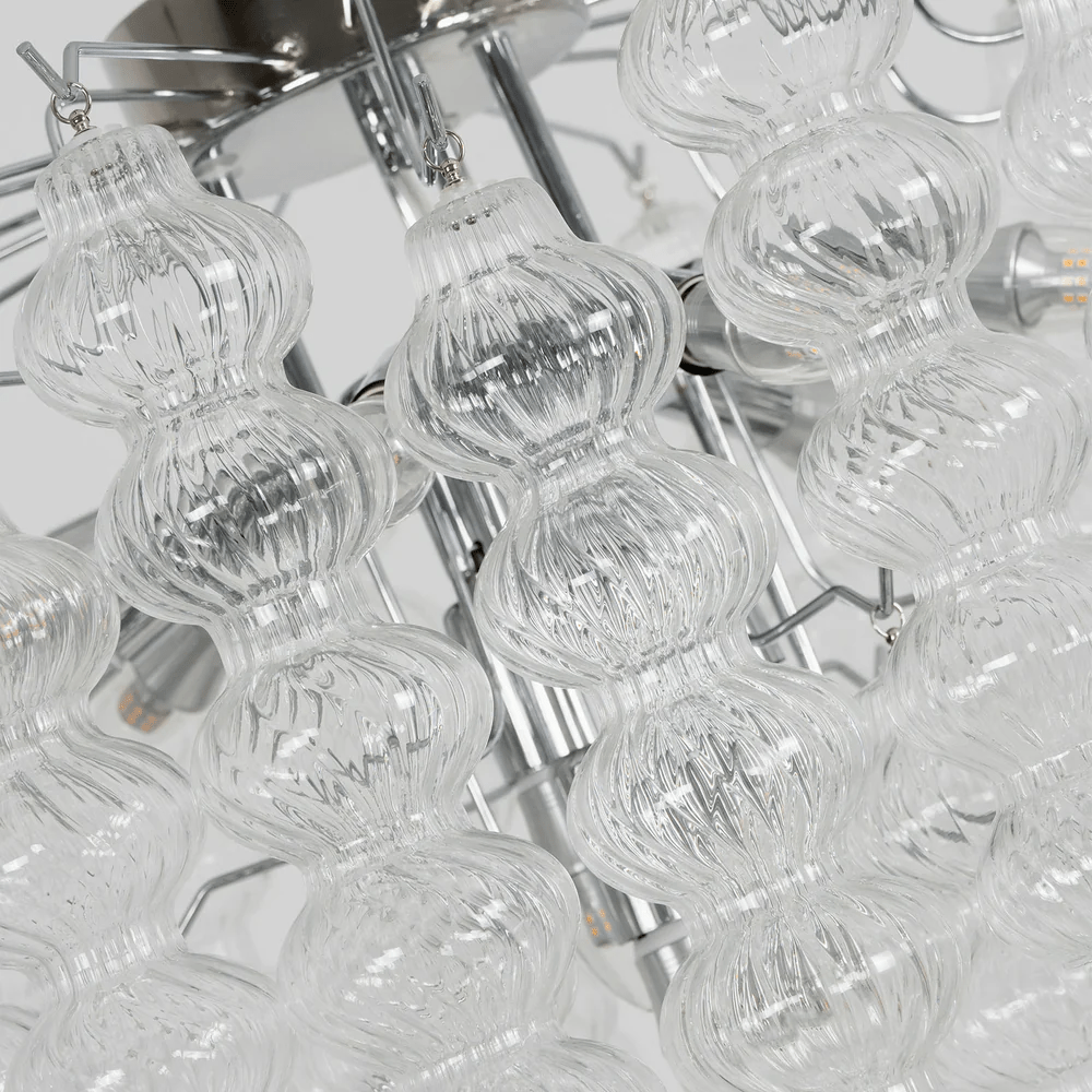 Elegant Ripple Column Chandelier - Adjustable Height, Energy Efficient